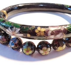 Vintage Asian Cloisonne Collection, 21 in. Necklace, Hinged Bracelet & Earrings