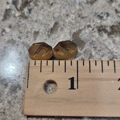 Vintage 8K Yellow Gold Octagonal Engine Turned Stud Earrings 333 Hallmark 0.5″