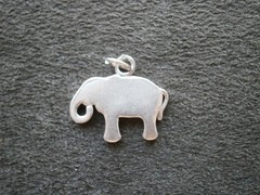 Elephant Vintage Flat Sterling Silver Enamel Bracelet Charm Pendant 2.0g