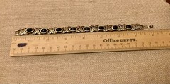 Vintage Gold Tone Acrylic Faux Onyx Bracelet 7.25″ Length Retro