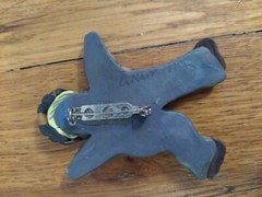 Vintage Polymer Clay Boy Brooch 2.5in Figure Signed