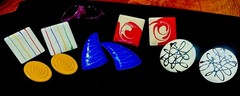 Vintage Retro Geometric Multicolor Pierced Metal Earrings Lot 1980s