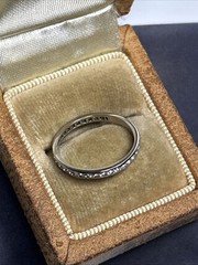Art Deco Platinum Single Cut Diamond Eternity Wedding Band Ring