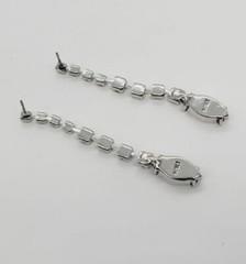 Monet Chandelier Crystal Silver Tone Pierced Earring Dangle Vintage 2.25 in