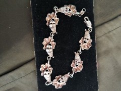 Vintage Clowns (7) Sterling Sillver Bracelet 7 ” Good Quality 11 grms