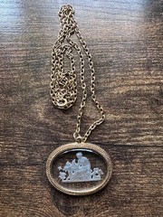 Goldette NY Reverse Intaglio Pendant Cameo Necklace with Chain Cupid Venus