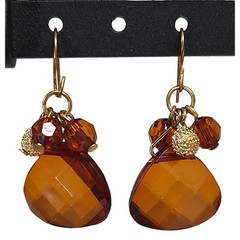 Chunky Classic Faceted Vibrant Amber Statement Everyday Necklace Earrings 19″