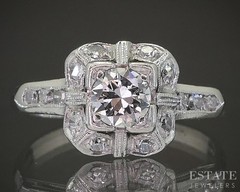Antique Art Deco Platinum OEC Natural .25ct Diamond Engagement Ring 3.3g p22706