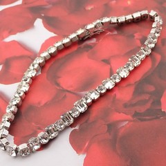 Eisenberg E Scroll Signed 13.25″ Silver Tone Baguette Rhinestone Bridal Choker