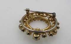 Vintage Crystal AB Rhinestone Wreath Circle Brooch Gold Tone A3