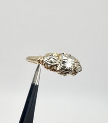 Antique Art Deco 14K Gold First Lady Two-Tone Old Cut Diamond Ring Sz 5.25