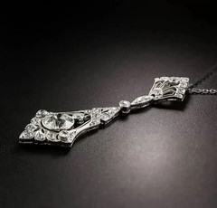 2.50Ct Art Deco Style Lab Created Diamond Wedding Gift 14K White Gold FN Pendant