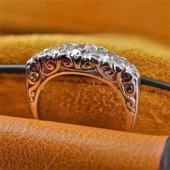 Art Deco Style Round Cut Lab Created Diamond Vintage Engagement 14K Gold FN Ring