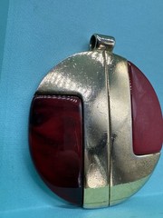 Vintage 1960s-1970s LANVIN PARIS 2-tone Black-Red Lucite MODERNIST PENDANT Only