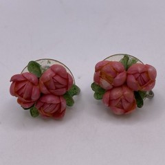 Lot of 6 Pair Clip on Earrings Vintage Thermoset Moonglow Fruit Flowers Jewelry