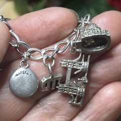57. Vintage Silver 950 925 800 Mix 13 Dangle Charm Bracelet 7″, 22.8g