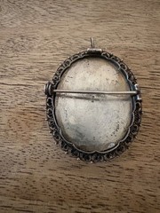 Vintage Hand Painted Madonna Portrait Silver 800 Brooch or Necklace