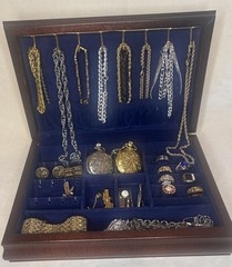 Men’s Powell Jewelry Box / Lot 30 Pc Rings Bracelets Necklaces Tie Clips Cuffs