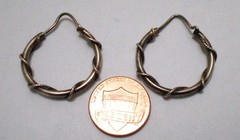 Vintage Sterling Silver Wire Rope Wrapped Hoop Earrings 4 gm 1″