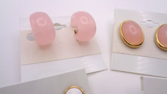 4 Vintage Signed Trifari Lucite Faux Pearl Enamel Clip-on Earring Lot