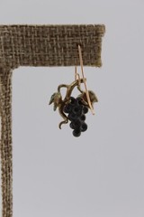 Vintage sterling silver and brass grape cluster vine earrings 1 1/8″ drop dangle