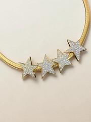 Gold-Tone Omega Chain Choker Necklace with Rhinestone Star Cluster