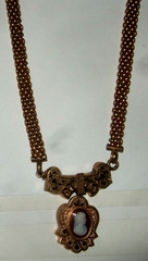 Antique Victorian Cameo Neckace Wide Chain Gorgeous Estate Jewelry