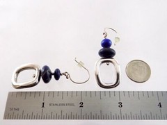 Sterling Silver Lapis Lazuli Beaded Dangling Hook Earrings 925 THAILAND 2.25 In