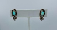 Art Deco Opal Rose Cut Diamond Earrings 14 Karat Gold Antique