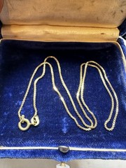 VIintage Solid 18k 750 Yellow Gold Box Chain 3.1g 16” Necklace Hallmarks Italy