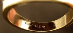 VTG 1980s 18KT HGE CREAM ENAMEL MULTI STONE Dome Cocktail RING Size 10 SIGNED