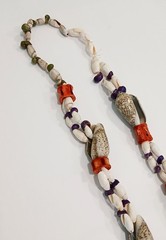 Vintage 1970s Single-Strand Statement Shell and Coral Necklace 100.3g~30″