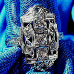 Original EARTH MINED DIAMOND Deco Engagement Ring Vintage Style 14K WHITE GOLD 6