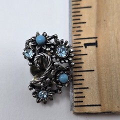 Vintage Lisner Designer Faux Aquamarine Pearl Flower Link Necklace And Earrings