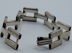 Sterling Silver Modernist Link Bracelet 16g Geometric Rectangular Links Vintage