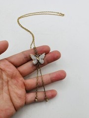 Vintage 1979 Avon Butterfly 17” Silver & Gold Tone Lariat Dangle Style Necklace