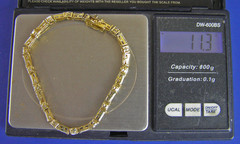 Vintage JJT Gold Tone Sterling Silver Round & Baguette CZ Tennis Bracelet (Ta)