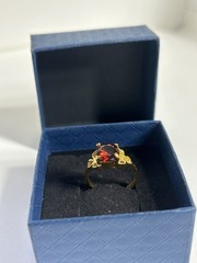 Vintage Red Cubic Zirconia Ring Gold Plated Womens Size 6.5