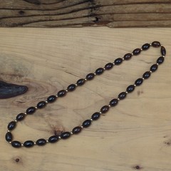 Vintage Avon Cognac Faux Amber Lucite Beaded Necklace Gold Tone Accents