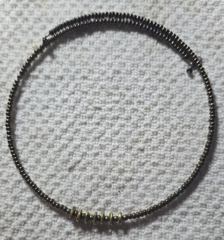 VTG Silpada Sterling 925 Retired Gold Brass Brown Memory Wire Beaded Choker