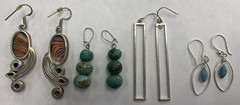 Lot Of 4 Pairs Silver Dangle Earrings Assorted Vintage Estate