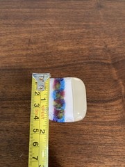 Fused Art Glass Brooch Pin White Red Blue Green Yellow Modern Abstract