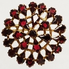 Gorgeous Vintage Almandine Garnet Layered Domed Gold Plated Pin Brooch 1 1/4″