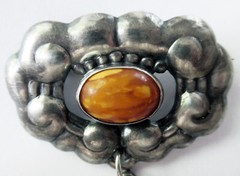 2 7/8 INCH 1910 SKONVIRKE JENSEN & AKERLUND DENMARK 830 STERLING SILVER BROOCH