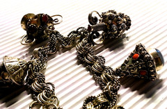 Vintage Etruscan Revival 800 Silver Bracelet With (5) Fob Charms, 7.75″ 51.4gr