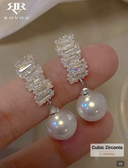 1 Pair Elegant Vintage Geometric Copper Earrings Inlaid With Zirconia Faux Pearl