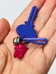 1980s Bell Charm Purple Key Collectible Clip On Charm for 1980s Necklace BIN J