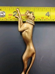 Vintage Signed Jackie Collins Leaping Panther Brooch Gold Plated and Rhinestone