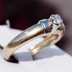 14k multi tone gold ring 0.11ct diamond solitaire engagement 1920’s 4.15g sz5.25