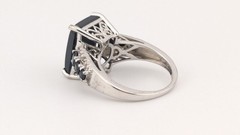 Vintage Sterling Silver Ring Black Tourmaline Gold Matrix Filigree STS Size 6.75